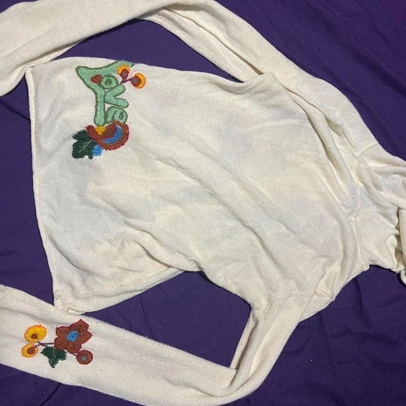 Y2K vintage embroidered patchwork sweater hoodie hippie boho cottage multicolor - Picture 4 of 7